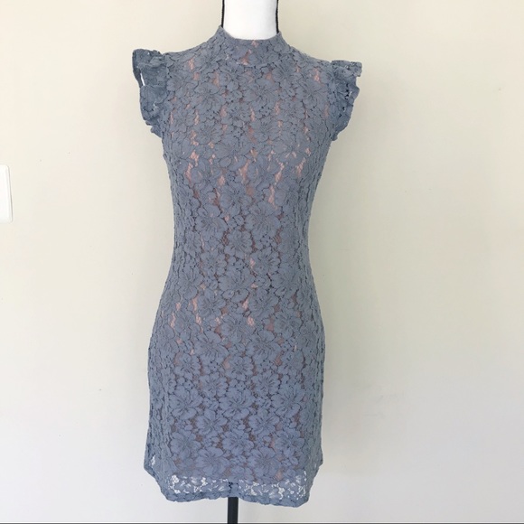 Tahari Dresses & Skirts - Tahari Lace High Neck Ruffle Sleeves Dress